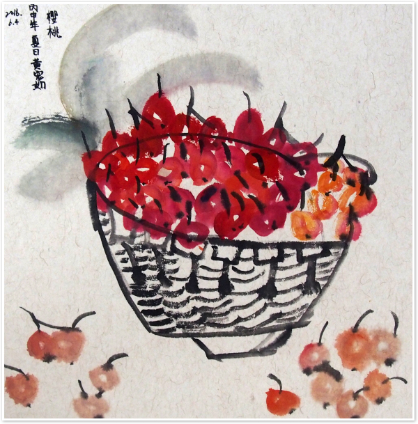 国画《樱桃》 黄宠如 11岁 指导老师：植巧妮.jpg