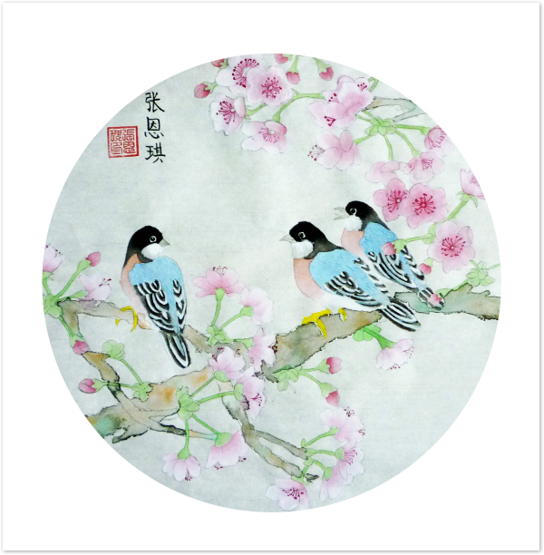 国画《芳春三月》 张恩琪 10岁 指导老师：刘莉.jpg