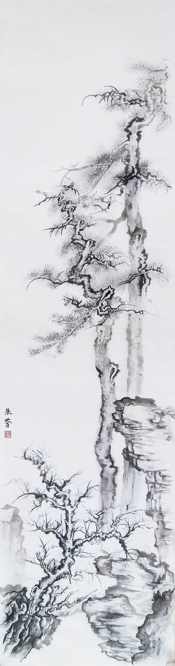 朱誉 14岁 国画《松石图》.jpg
